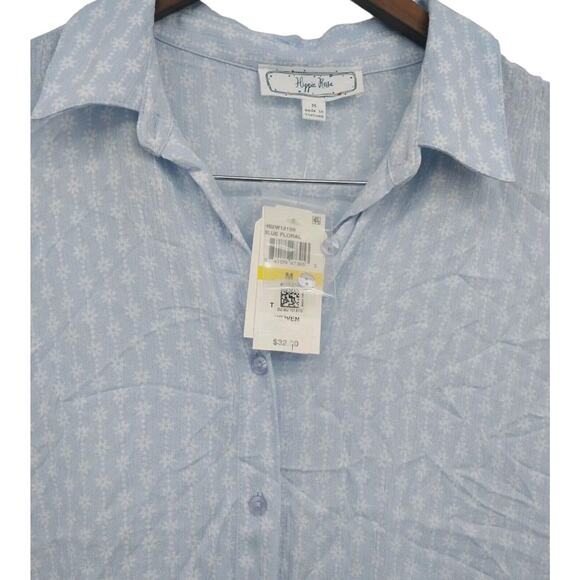 Hippie Rose Junior's Women's Tie Front Camp Shirt Size M Button Down Cuffed - Picture 7 of 11